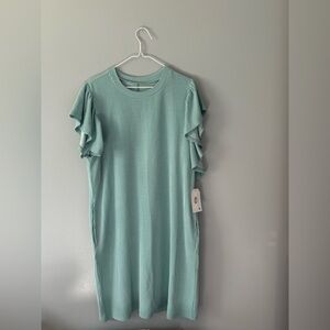 NWT Boutique Textured Ruffled Flutter sleeved  Mini Dress XL.